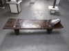 Senufo bed 71 ins/180 cms long x 21 ins/53 cms tall inc headrest x 22 ins/56 cms wide at foot of bed x 16 ins/ 40 cms base of leg to top of bed at base x 20 ins/51 cms wide at headrest eg 20 kilo